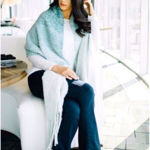 MER-SEA & Co Aqua green ombré Super Soft Fringe Wrap and Scarf